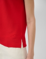 Red fine knit batwing sleeve jumper