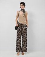 Camel lurex openwork knit top