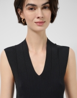 Black V-neck top in plain knit