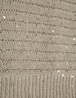 Camel-coloured unstitched linen knit jumper