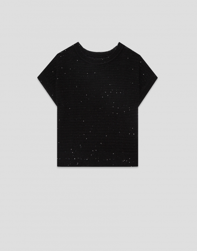 Jersey punto lino desagujado negro