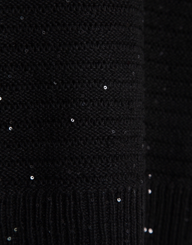 Black unstitched linen knit jumper