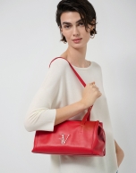 Bolso de hombro Megan Zipper piel rojo