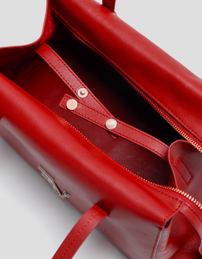 Megan Zipper red leather shoulder bag