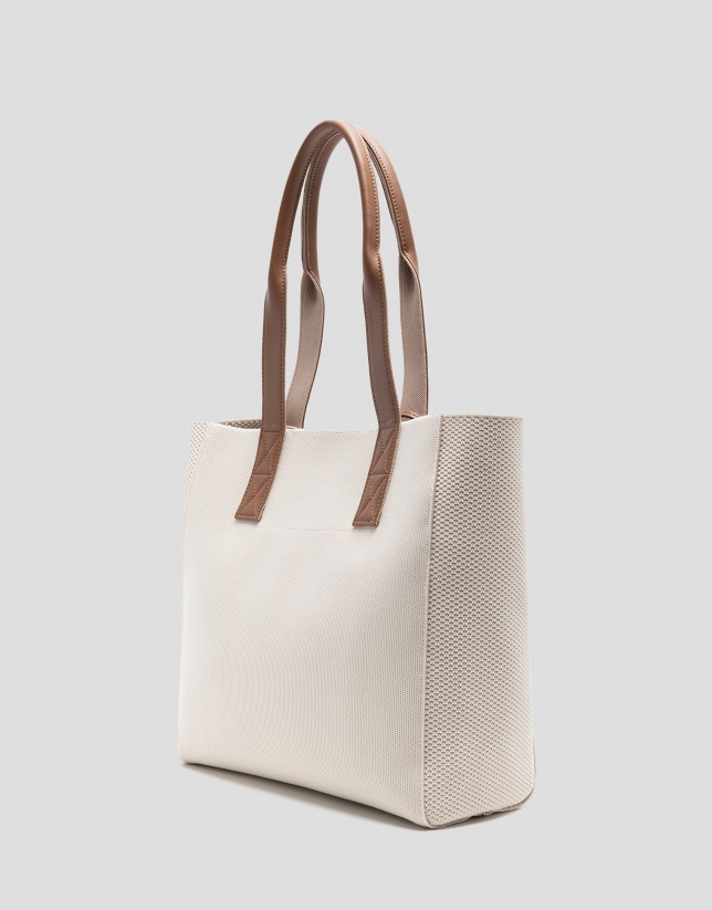 Zendaya Hobo Midi shoulder bag in ecru knit