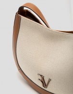 Bolso de hombro Iera Hobo lona y piel c&aacute;mel