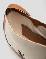 Bolso de hombro Iera Hobo lona y piel c&aacute;mel