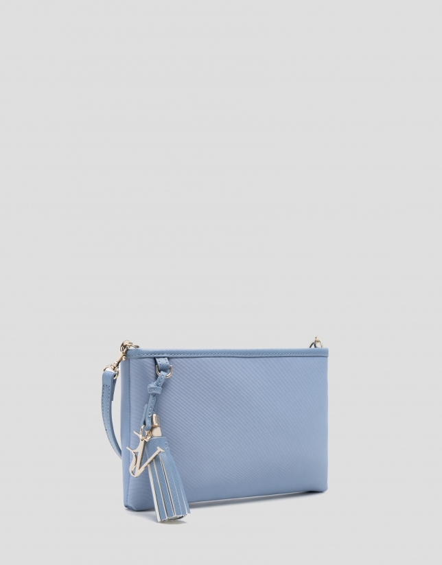 Dafne Messenger shoulder bag in light blue nylon