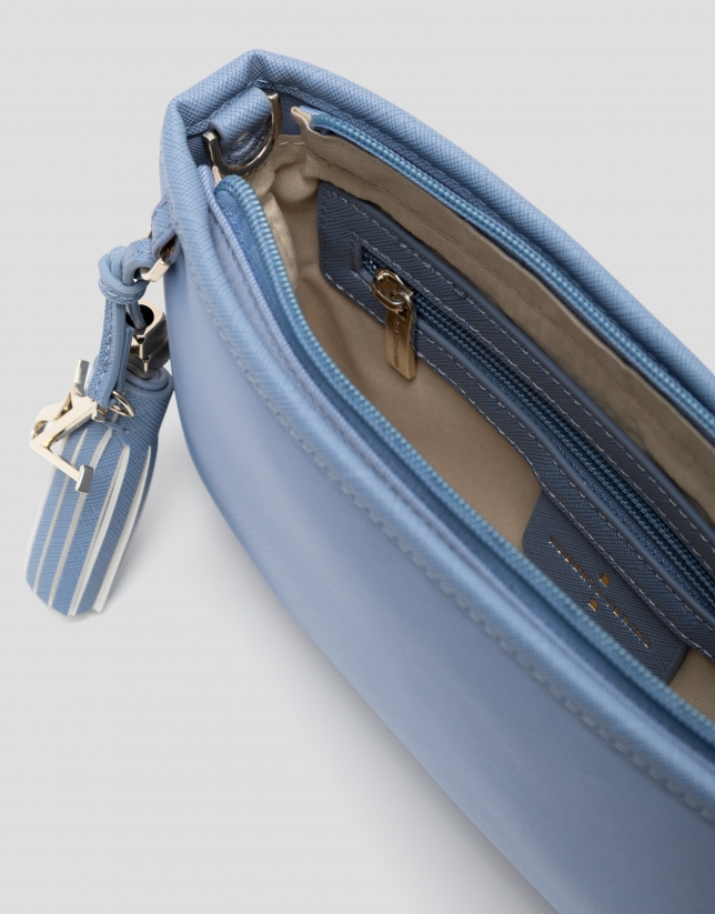 Dafne Messenger shoulder bag in light blue nylon