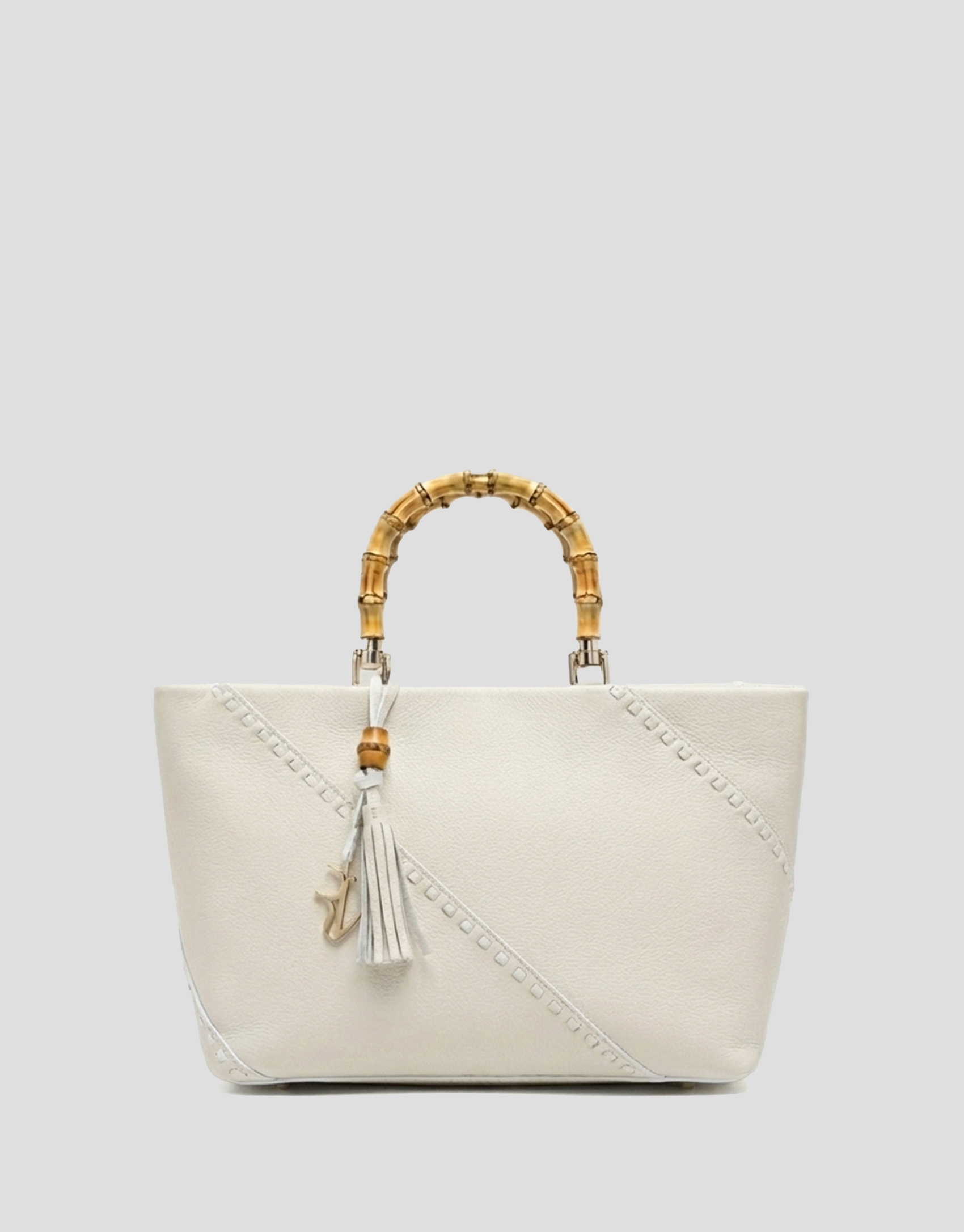 Clara Satchel handbag in ecru leather