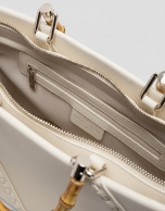 Clara Satchel handbag in ecru leather