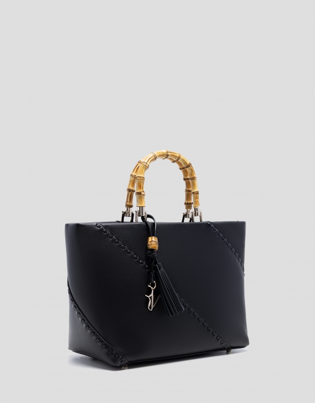 Clara Satchel black leather handbag