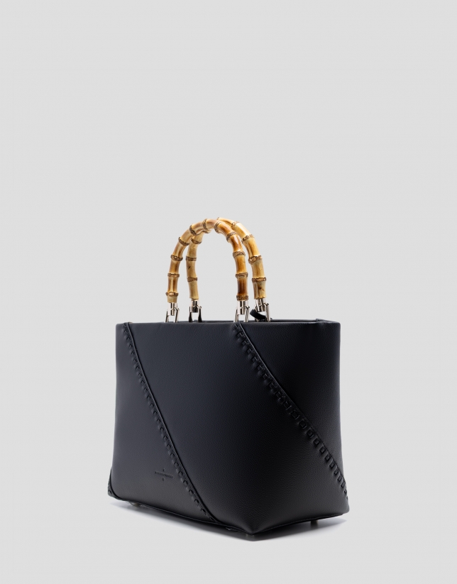 Clara Satchel black leather handbag