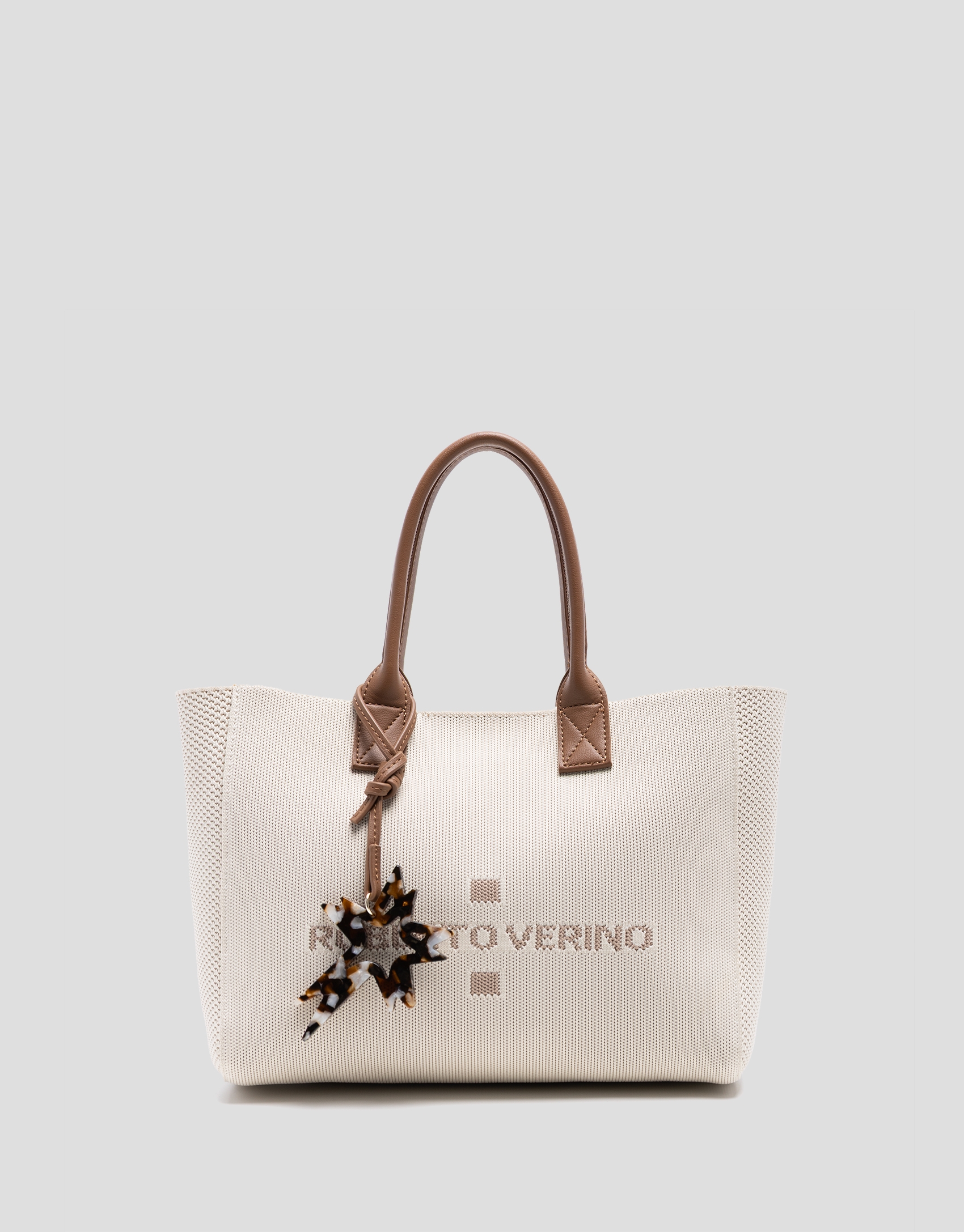 Zendaya Satchel handbag in ecru knit