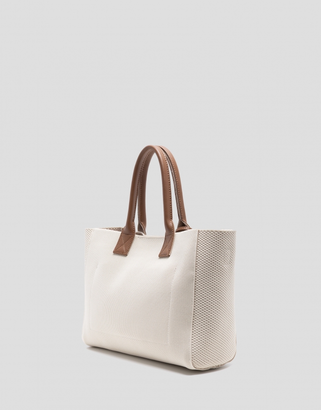 Zendaya Satchel handbag in ecru knit