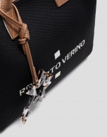 Zendaya Satchel handbag in black knit