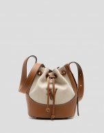Iera Bucket shoulder bag in canvas and camel leather