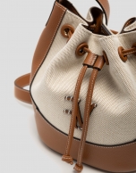 Iera Bucket shoulder bag in canvas and camel leather