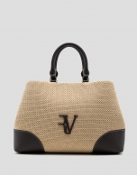 Vera Satchel bag in beige and brown leather