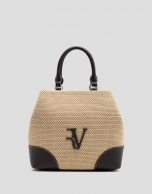 Vera Bucket bag in beige and brown leather