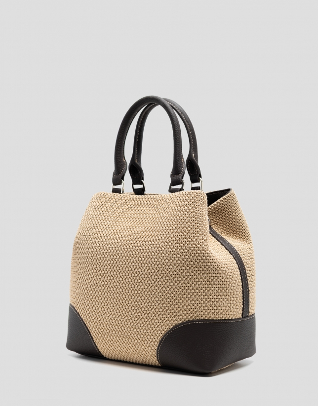Vera Bucket bag in beige and brown leather