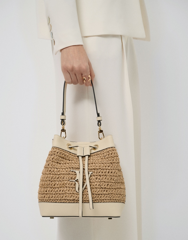Bolso de mano Jimena Bucket crudo