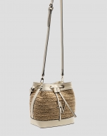 Jimena Bucket clutch bag in ecru