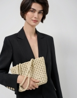 Bolso de hombro Paola Mini Shopper piel anudada crudo