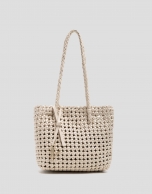Bolso de hombro Paola Mini Shopper piel anudada crudo