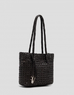 Bolso de hombro Paola Mini Shopper piel anudada marr&oacute;n