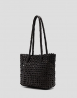 Bolso de hombro Paola Mini Shopper piel anudada marr&oacute;n