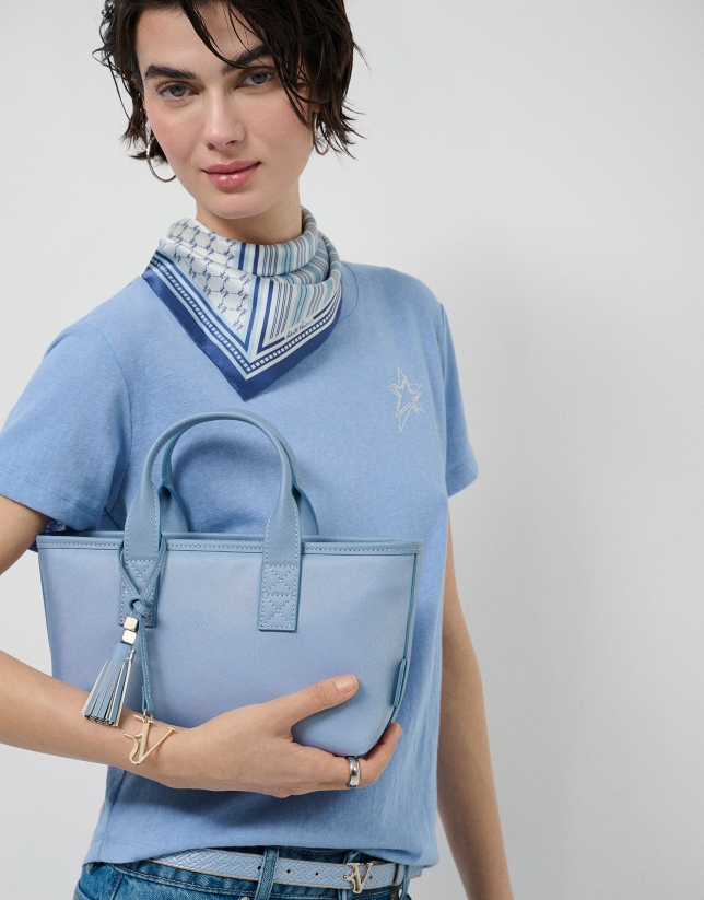 Bolso de mano Dafne Mini nailon azul claro