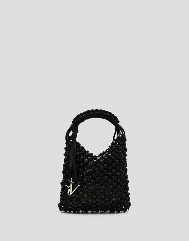 Bolso Alison Mini piel anudada negra