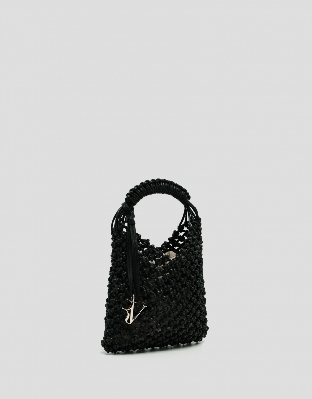 Alison Mini knotted leather handbag in black