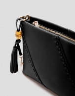 Clara Messenger black leather shoulder bag