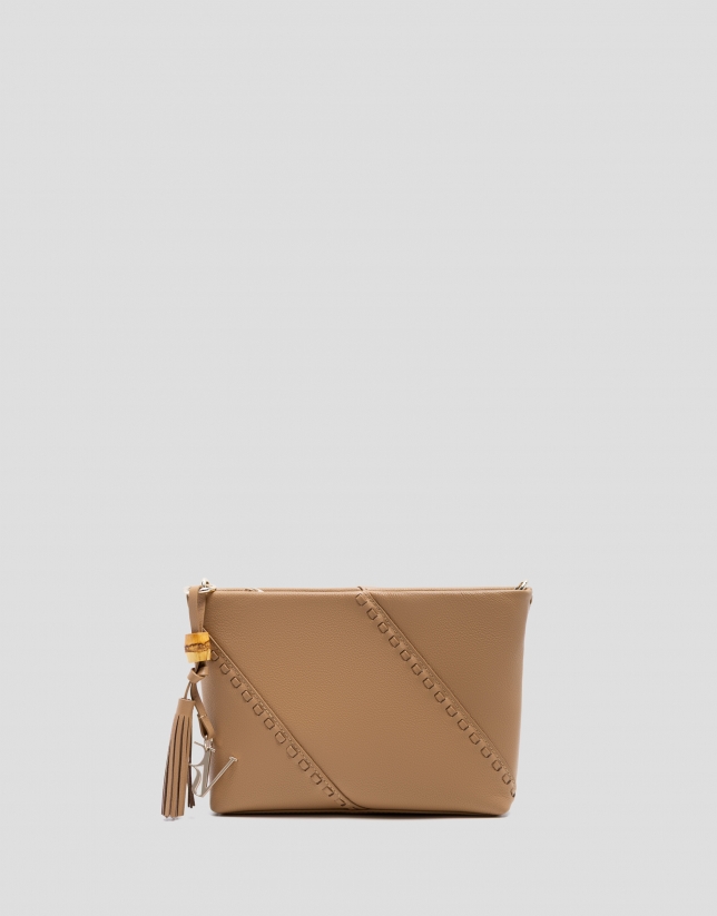 Clara Messenger camel leather shoulder bag