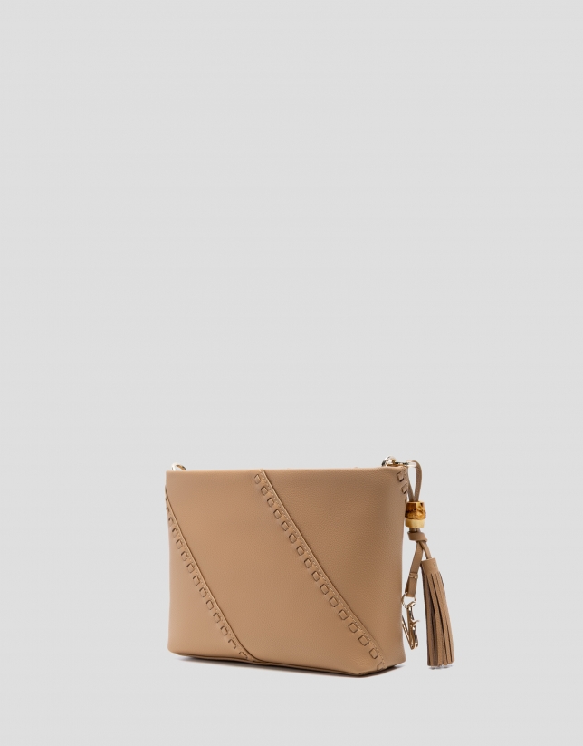 Clara Messenger camel leather shoulder bag