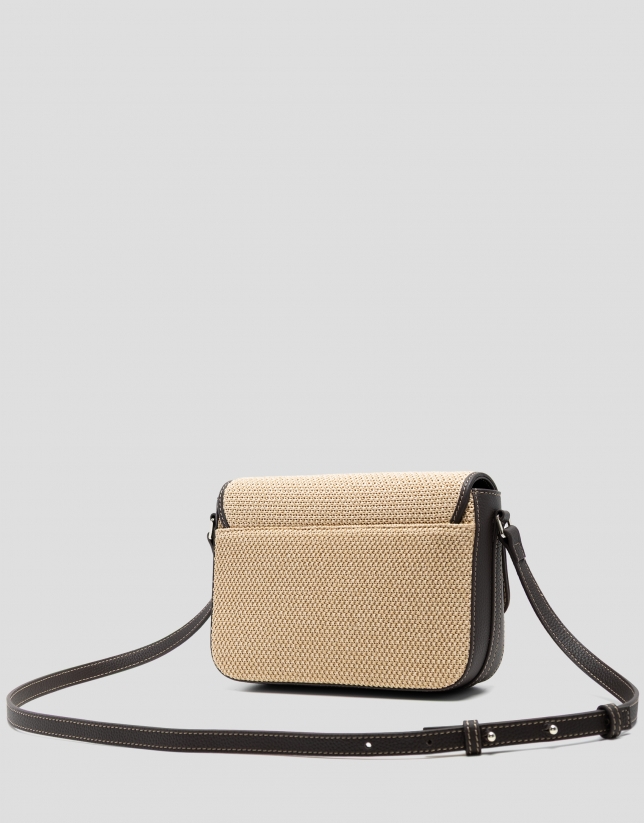 Bolso Vera Crossbag beige y piel marr&oacute;n