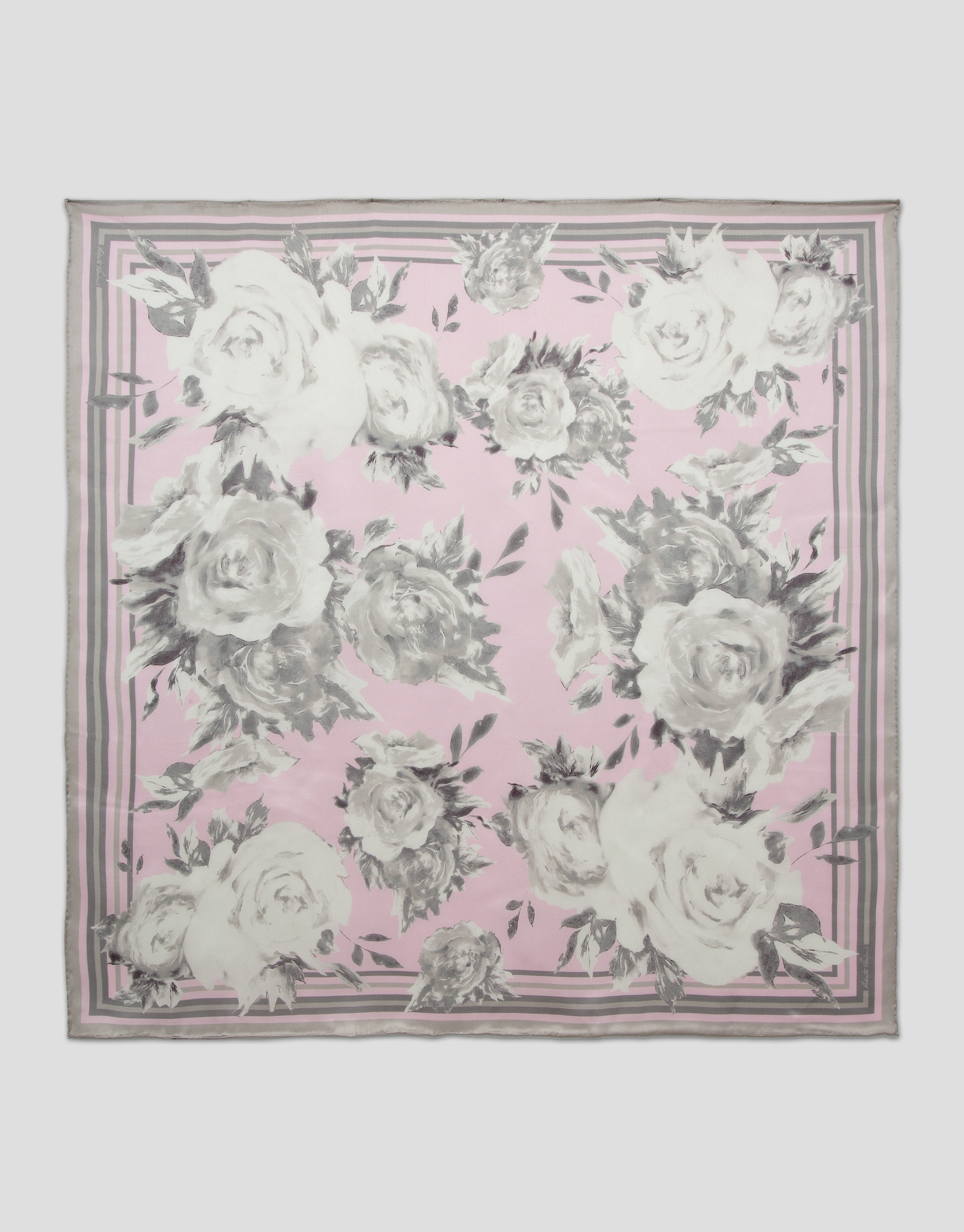 Pink floral print silk scarf