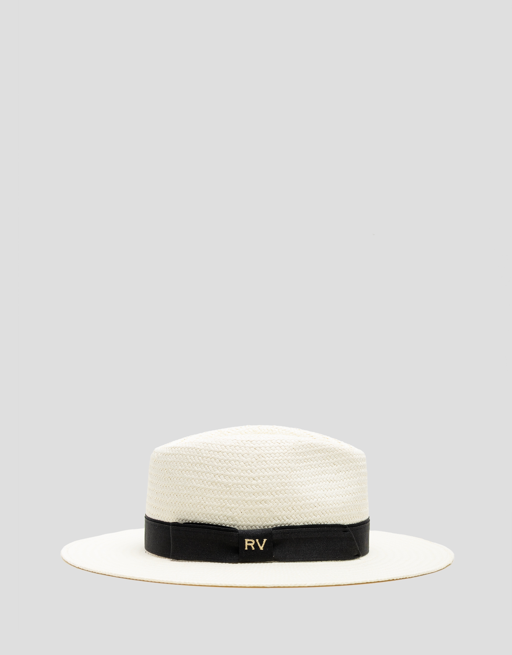 Ecru plant fibre hat with black band