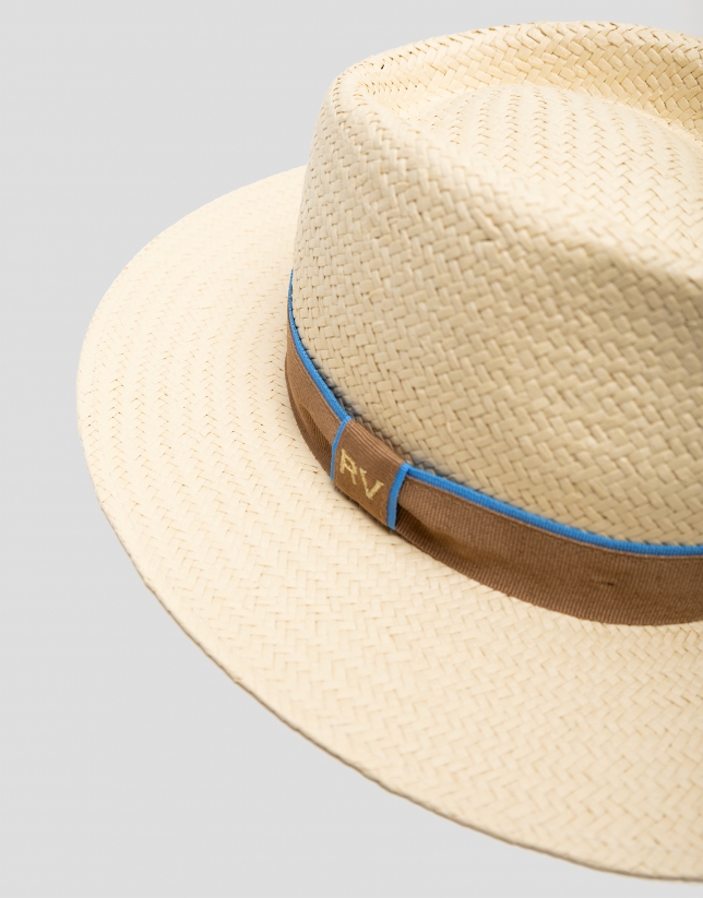 Sombrero fibras vegetales crudo cinta c&aacute;mel