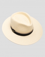 Ecru plant fibre hat with black band