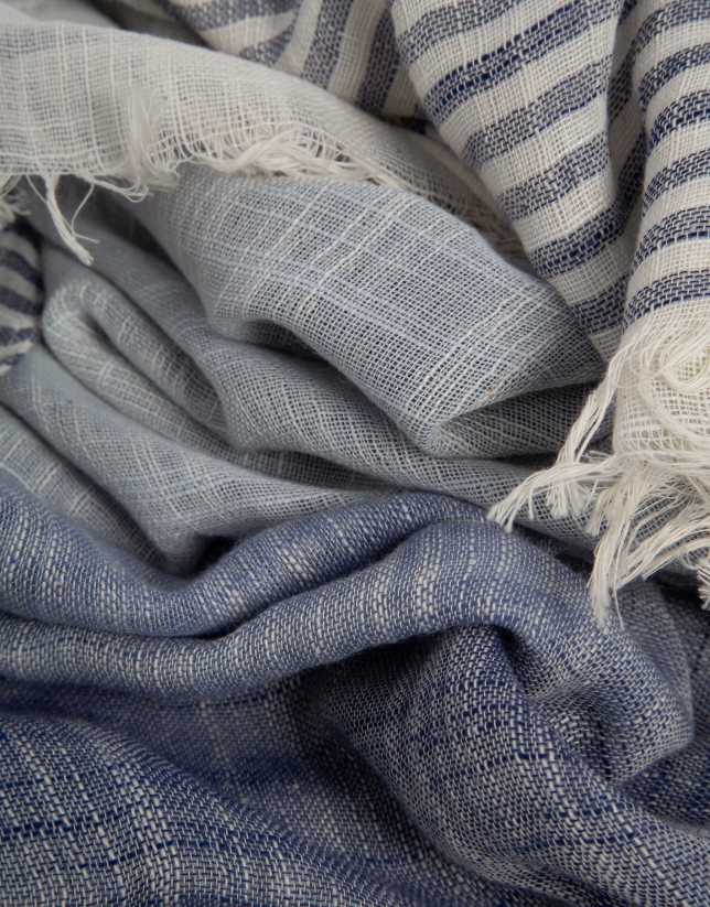 Ink blue and white striped scarf