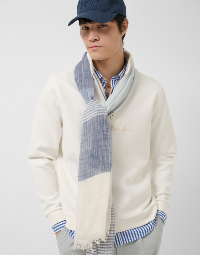 Ink blue and white striped scarf