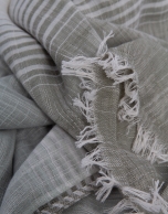 Khaki and ecru striped scarf