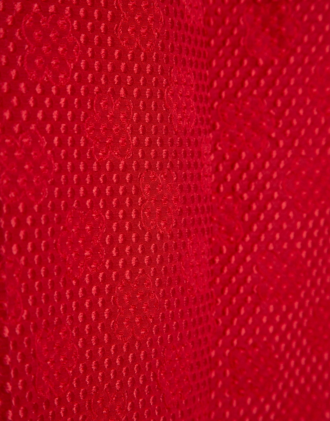 Pantal&oacute;n recto piqu&eacute; dibujo floral rojo