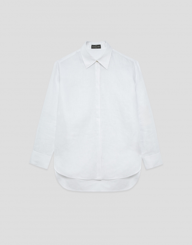 Camisa oversize lino blanca