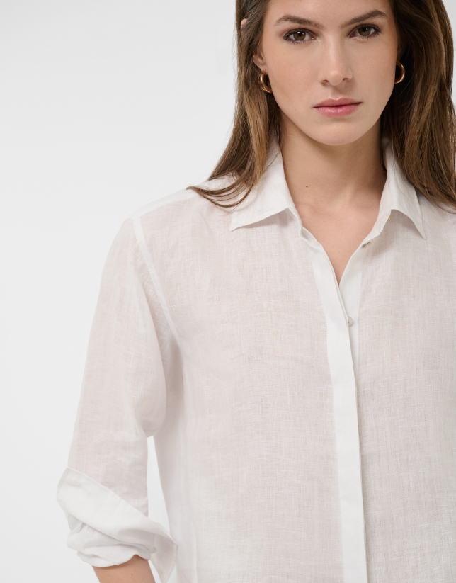 Camisa oversize lino blanca