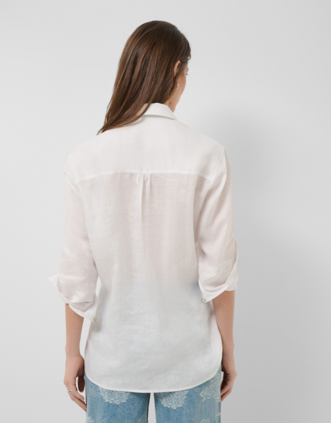 Camisa oversize lino blanca