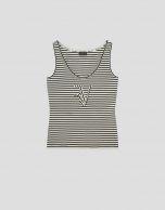 Beige/black striped tank top